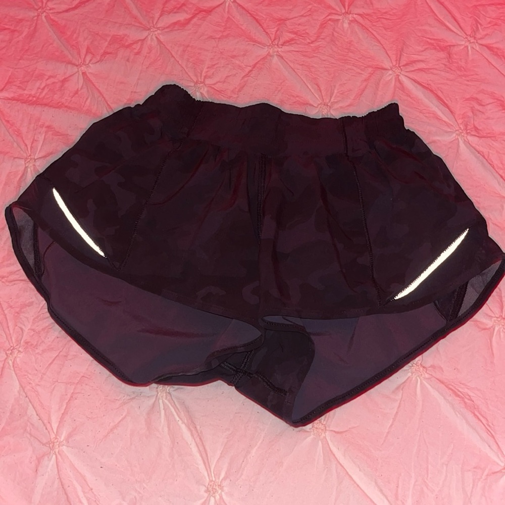black camo lulu shorts.